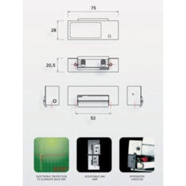 CDVI SPR24CC  - Symmetrische sluitplaat - arbeidsstroom - direct - 24 V DC (continu belasting)