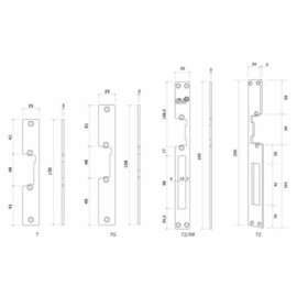 CDVI T290 - Dubbele symmetrische voorplaat in roestvrij staal - 250 mm - schootdikte 17 mm