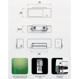 CDVI SR12CC - Symmetrische sluitplaat - arbeidsstroom - direct 12 V DC (continu belasting)